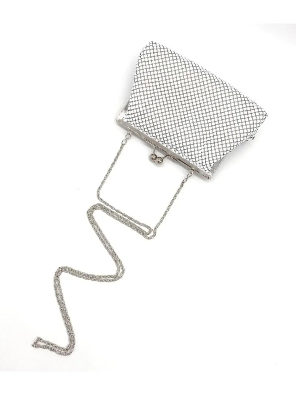 Vintage Metal Mesh Clutch Purse – Retro Mini Evening Bag with Chain Strap for